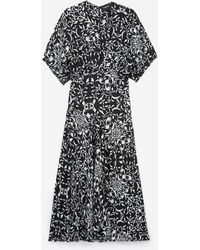 The Kooples Vestido largo negro de mezcla de seda estampado - Multicolor