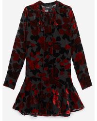 The Kooples Short frill dress in black floral print - Negro