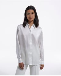 The Kooples Camisa de seda blanca con puño ancho - Blanco
