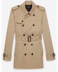 The Kooples Zweireihiger kurzer Trenchcoat in Beige - Natur