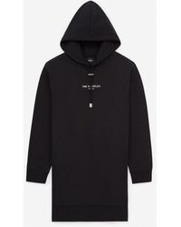The Kooples Hoodie-style Dress In Black Cotton With Logo