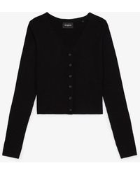 The Kooples Fitted Black Wool And Cashmere Cardigan