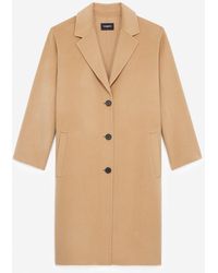 The Kooples Double-faced Button-up Camel Wool Coat - Natural