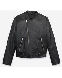 The Kooples Chaqueta piel negra tipo motera cuello motero - Negro