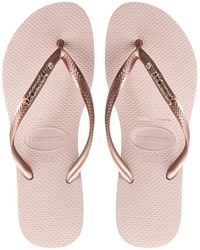 havaianas slim logo metallic rose gold