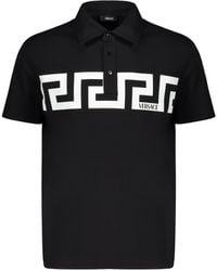Versace - Short Sleeve Cotton Polo Shirt - Lyst