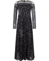 RED Valentino - Long Dress With Transparent Sleeves And Print - Lyst