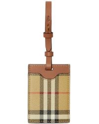 Burberry - Check Motif Leather Luggage Tag - Lyst