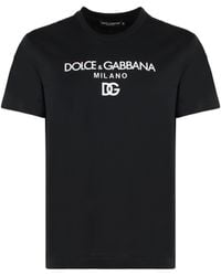 Dolce & Gabbana - Dg Embroidered T-Shirt With Lettering Logo Print - Lyst