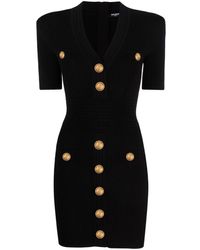Balmain - Knitted V-Necked Dress - Lyst