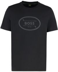 BOSS - Cotton Crew-Neck T-Shirt - Lyst