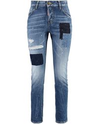 DSquared² - Cropped Distressed Denim Jeans For - Lyst