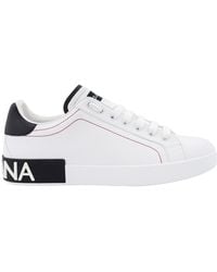 Dolce & Gabbana - Logo Portofino Leather Low-Top Trainers - Lyst