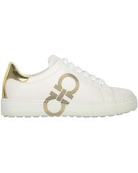 Ferragamo - Logo-Print Leather Sneakers - Lyst