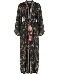 Anjuna - Maxi Printed Silk Cardigan - Lyst
