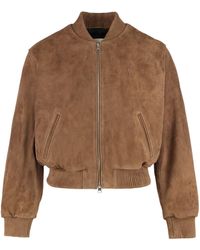 Ami Paris - Suede Bomber Jacket - Lyst