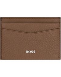 BOSS - Logo Detail Leather Card Holder - Lyst