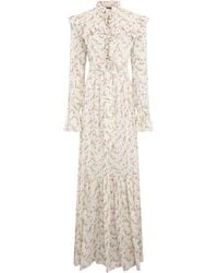 Philosophy Di Lorenzo Serafini - Long Cream Dress With Floral Pattern Ideal For A Casual And Fashionable Look - Lyst