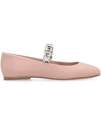 Casadei - Crystal Leather Ballet Flats - Lyst