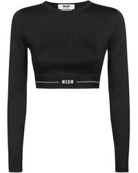 MSGM - Long Sleeve Crop Top - Lyst