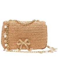 Self-Portrait - Raffia Bow Crossbody Bag - Lyst