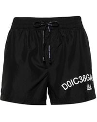 Dolce & Gabbana - Swim Shorts With Logo Print - Lyst
