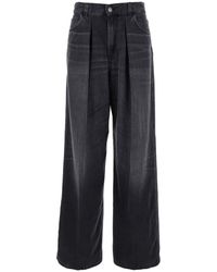 Haikure - Jeans With Front Pleats And Logo Patch On The Back - Lyst