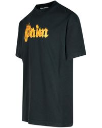【関税&送料込み】Palm Angels 'Flames' Black Cotton T-Shir Palm Angels Burning Flame T-shirt in Black for Men | Lyst