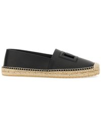 Dolce & Gabbana - Cut-Out Leather Espadrilles With Dg Logo - Lyst
