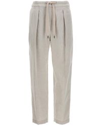Brunello Cucinelli - Linen Cotton Trousers - Lyst