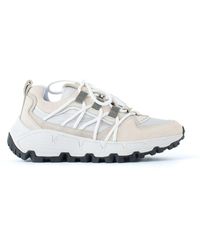Brunello Cucinelli - Leather And Fabric Sneakers With Monile Details - Lyst