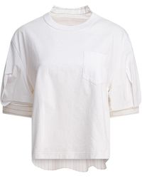 Tシャツ・カットソー Sacai Spun organza and cotton jersey t-shirt White Sacai Spun Organza x Cotton Jersey T-Shirt | Santa Fe Dry