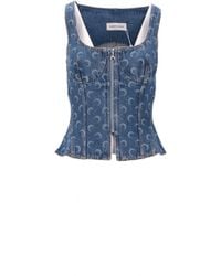 Marine Serre - Moon Laser Denim Bustier Top - Lyst