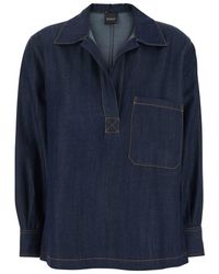 Plain - Shirt With Notched Revers And Polo Shirt Style Collar - Lyst