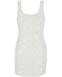 Michael Kors - Sleeveless Mini Dress With Round Neck And All-Over Floral Embroidery - Lyst