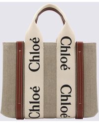 Chloé - And Raffia And Leather Woody Tote Bag - Lyst