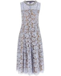 Self-Portrait - Fine Lace Pearl Midi Dresses Light - Lyst