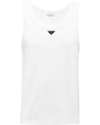 Prada - Brand-plaque Regular-fit Cotton Top - Lyst