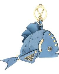Prada - Cerulean Leather Key Ring - Lyst