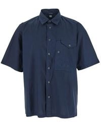 C.P. Company - Shirt With Classic Collar And Logo Lettering Embroidery On The Front - Lyst