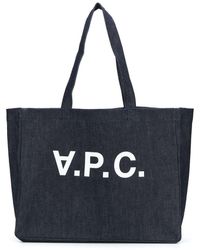 A.P.C. - 'Daniela' Tote Bag With Logo Lettering Print On The Front - Lyst