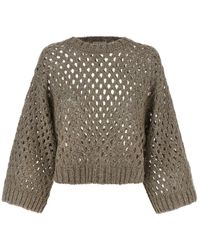 Brunello Cucinelli - 'Rustic Dazzling Net' Cropped Sweater - Lyst