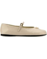 Prada - Ivory Leather Ballerinas - Lyst