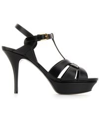 Saint Laurent - Signature Leather Strap Sandals - Lyst