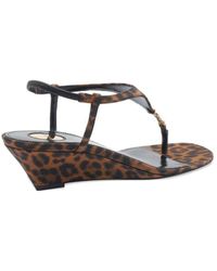 Saint Laurent - Fabric Shoes Sandles Mid Heel Leather Sole - Lyst