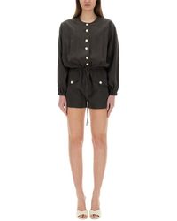 Alysi - Short Silk Canvas Jumpsuit - Lyst