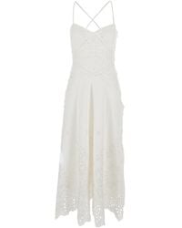 Self-Portrait - Midi Dress With All-Over Embroidery - Lyst