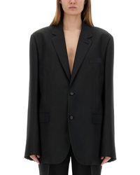 Maison Margiela Oversize Blazer Mohair Blend in Black | Lyst