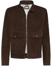 Brunello Cucinelli - Bomber Leather Jacket - Lyst