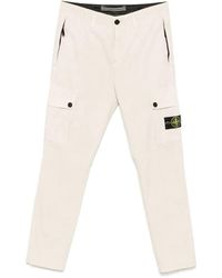 Stone Island - Slim Fit Cargo Trousers Brushed Organic Cotton Canvas 'Old' Effect - Lyst